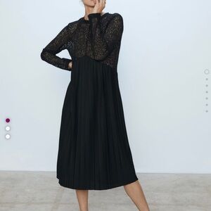Zara Black Bishop Sleeve Cocktail Dress
